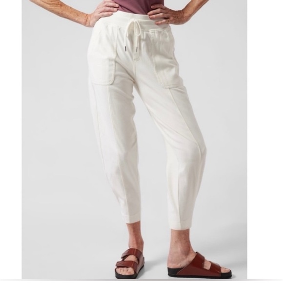 Athleta Joggers Women's Small Farallon Weekender Pant Off White Adjustable Cuff - Picture 2 of 10